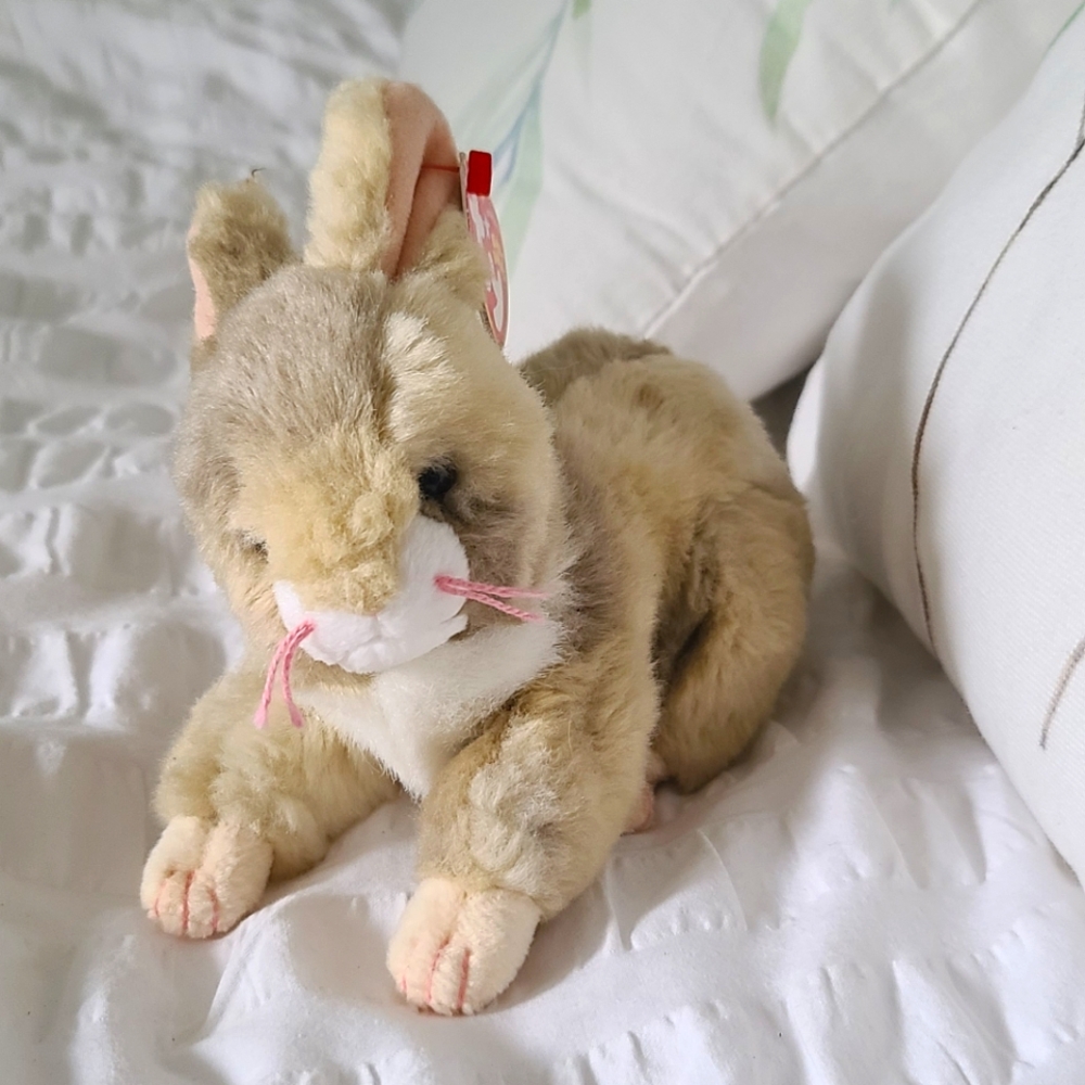 "Binsky" the Bunny Beanie Baby - Cream and Tan